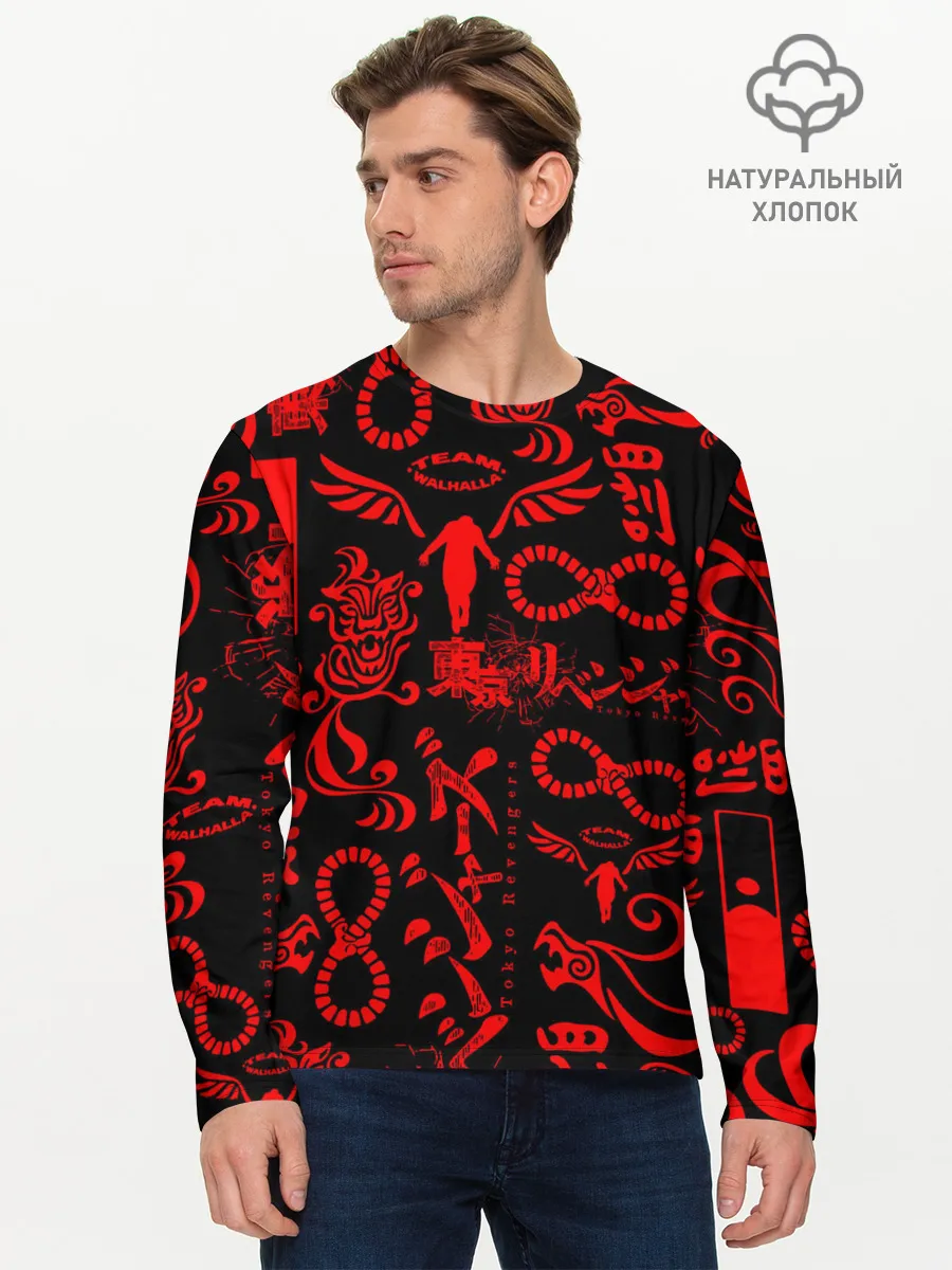 Мужской лонгслив базовый / ТОКИЙСКИЕ МСТИТЕЛИ КРАСНЫЕ ТАТУ