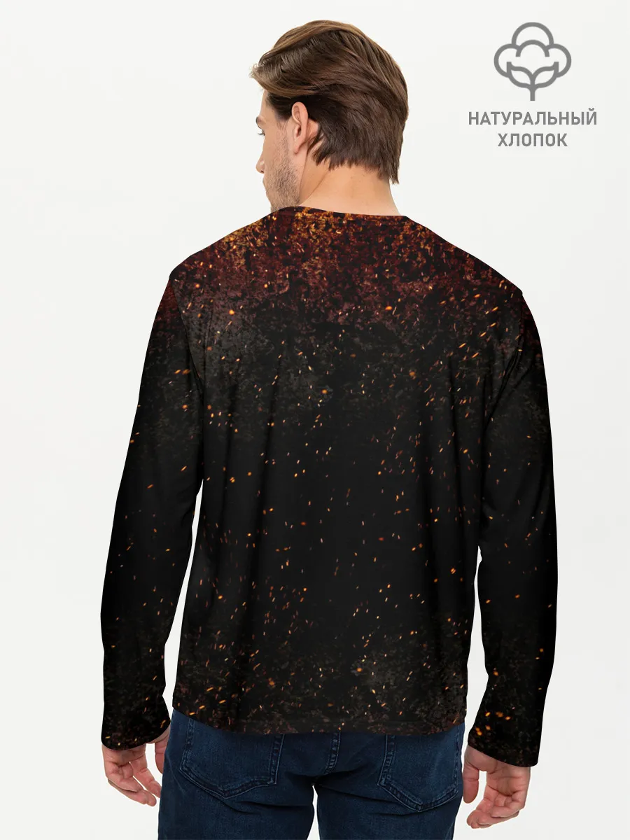 Мужской лонгслив базовый / Сайтама в огне | One Punch-Man