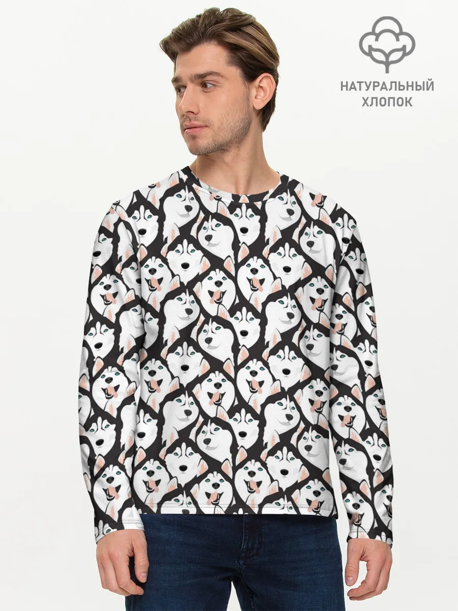 Мужской лонгслив базовый / Сибирский Хаски