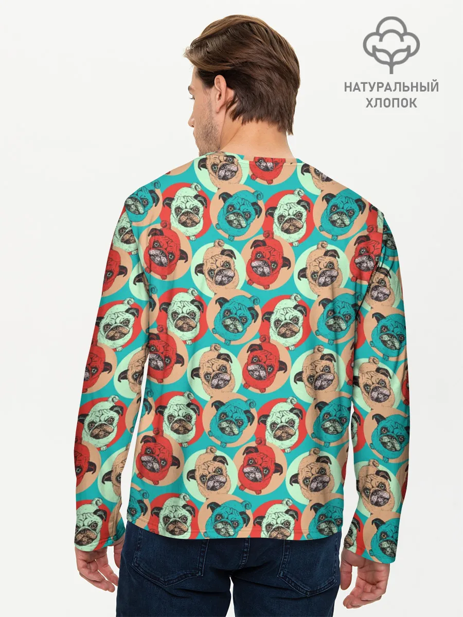 Мужской лонгслив базовый / Прикольные Мопсы