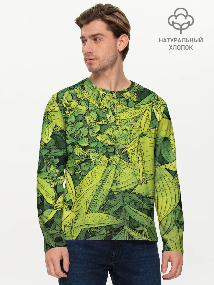 Мужской лонгслив базовый / Растительная жизнь - Хоста