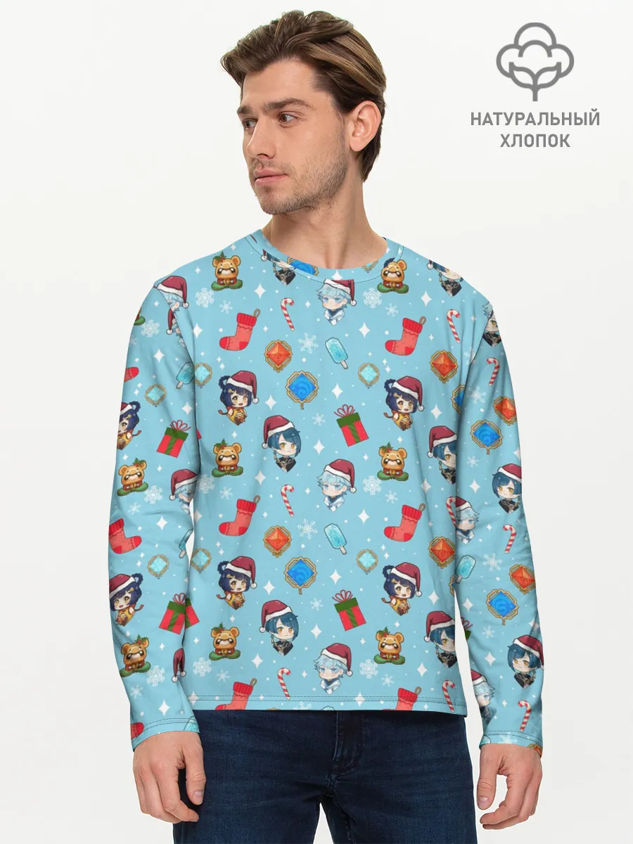 Мужской лонгслив базовый / GI Christmas Pattern