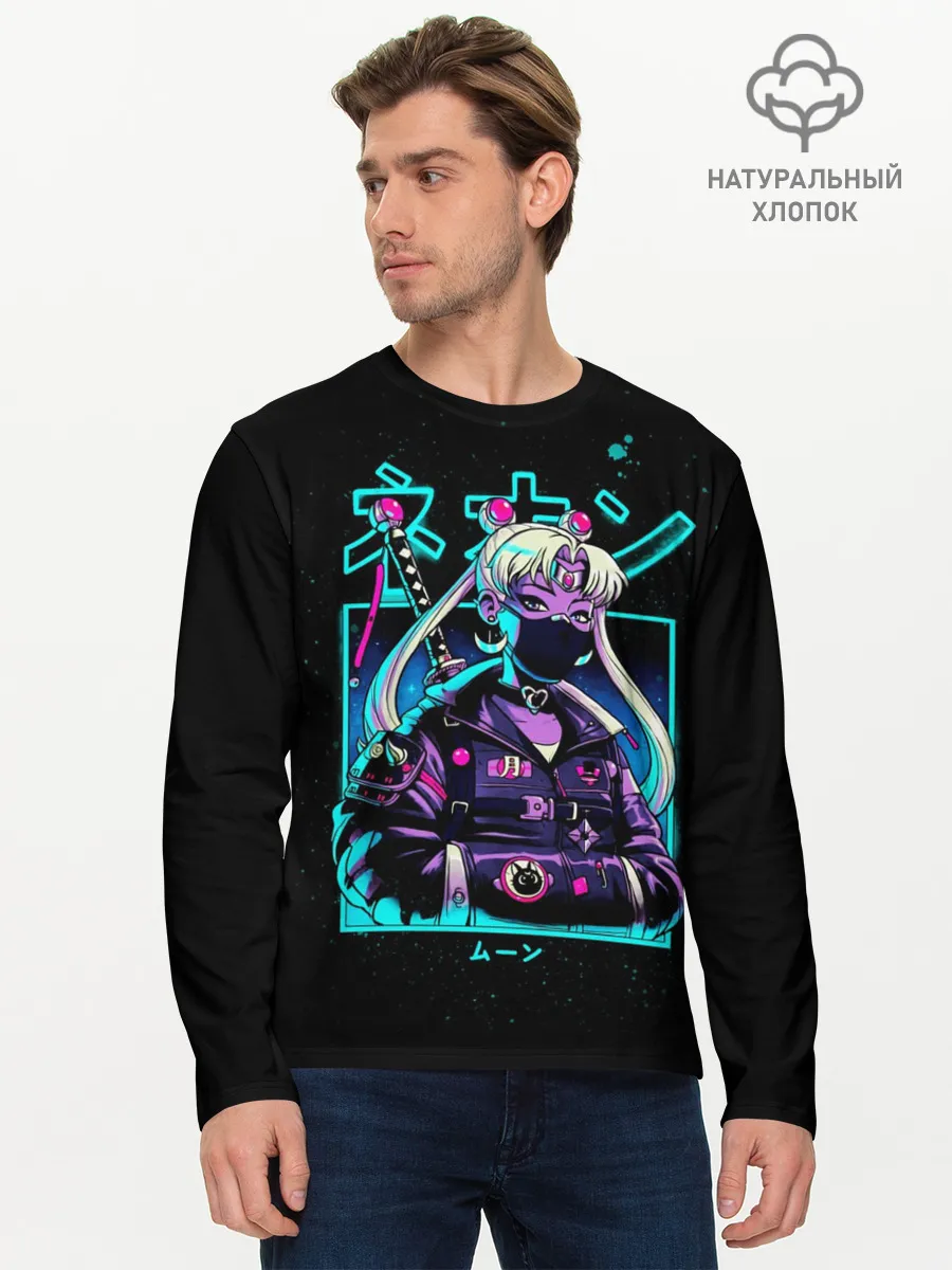 Мужской лонгслив базовый / Сейлор Мун неон