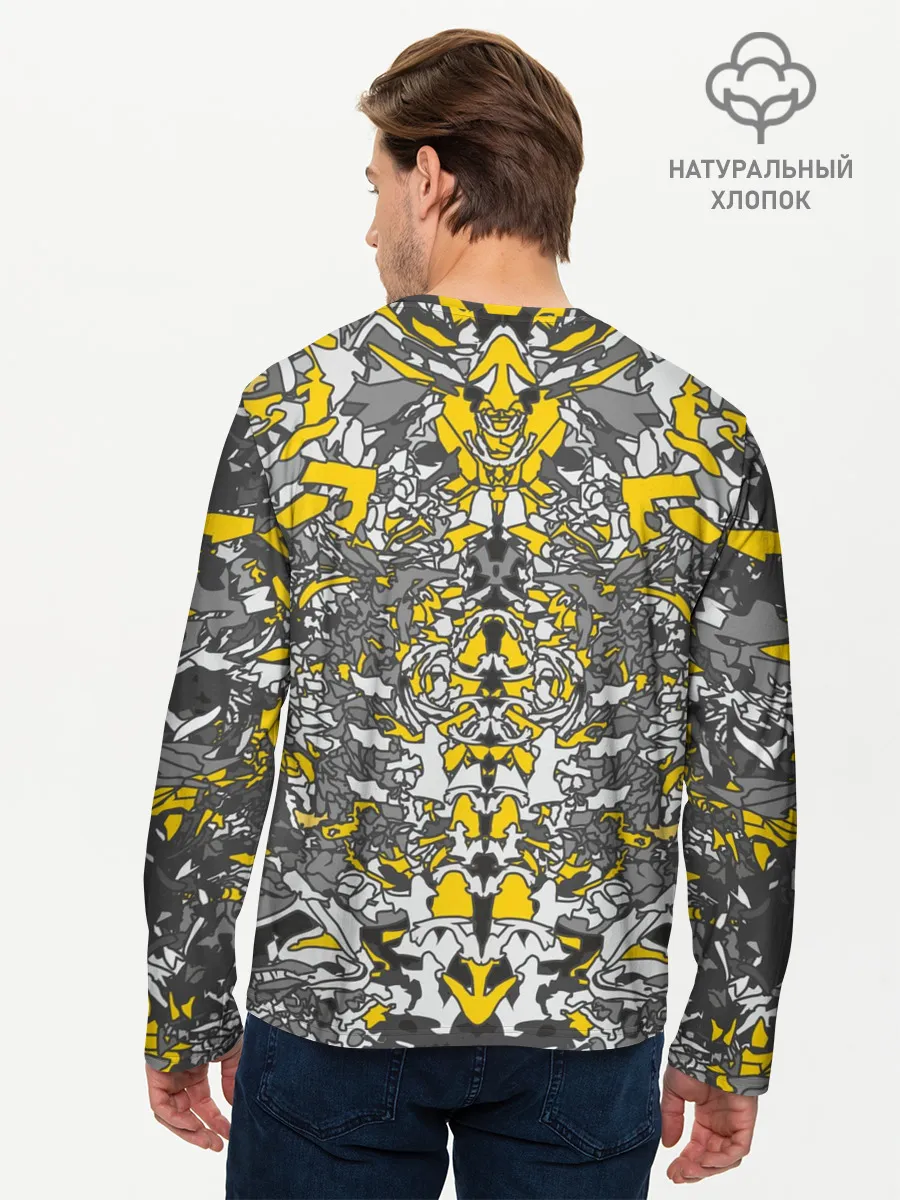Мужской лонгслив базовый / Жёлтый каменный дракон