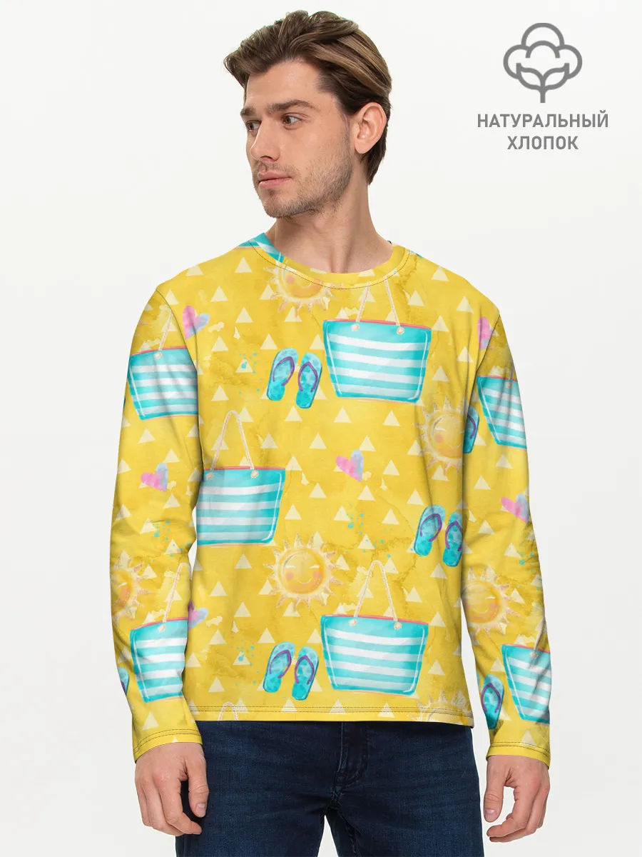 Мужской лонгслив базовый / Летний песочный пляж