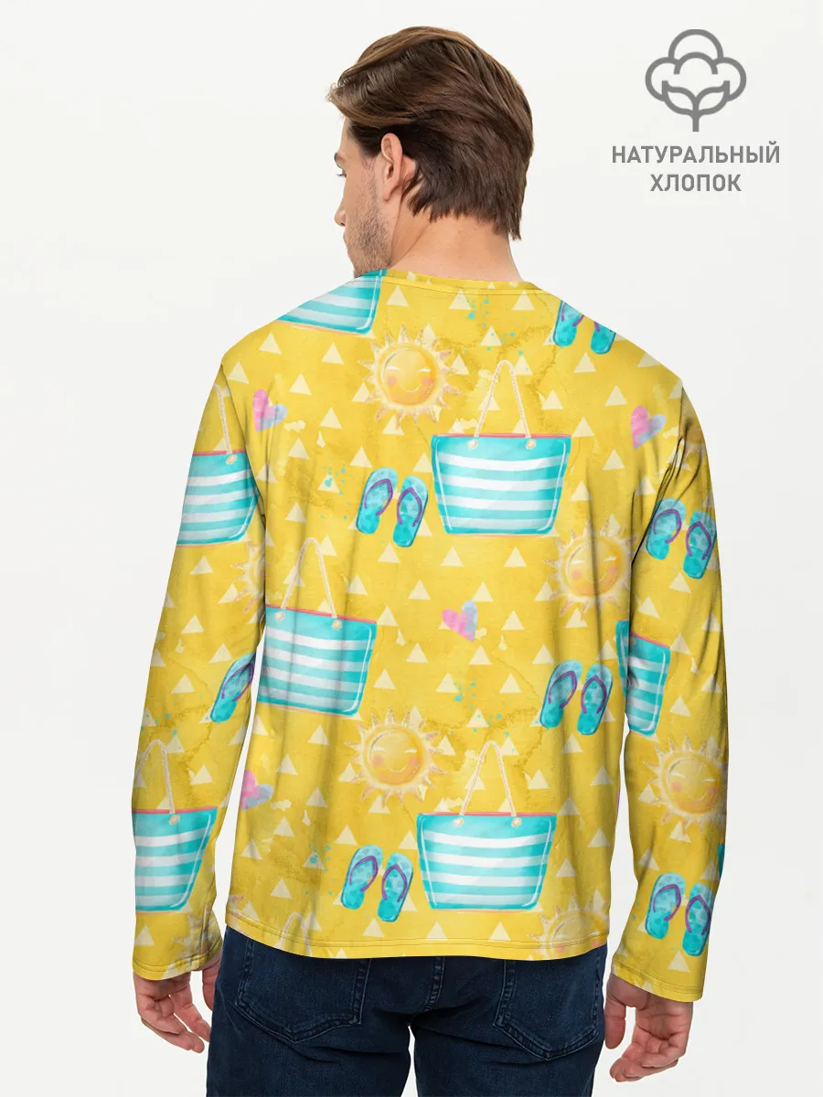 Мужской лонгслив базовый / Летний песочный пляж