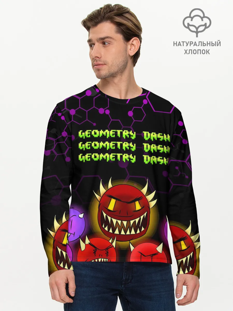 Мужской лонгслив базовый / GEOMETRY DASH DEMONS / ДЕМОНЫ