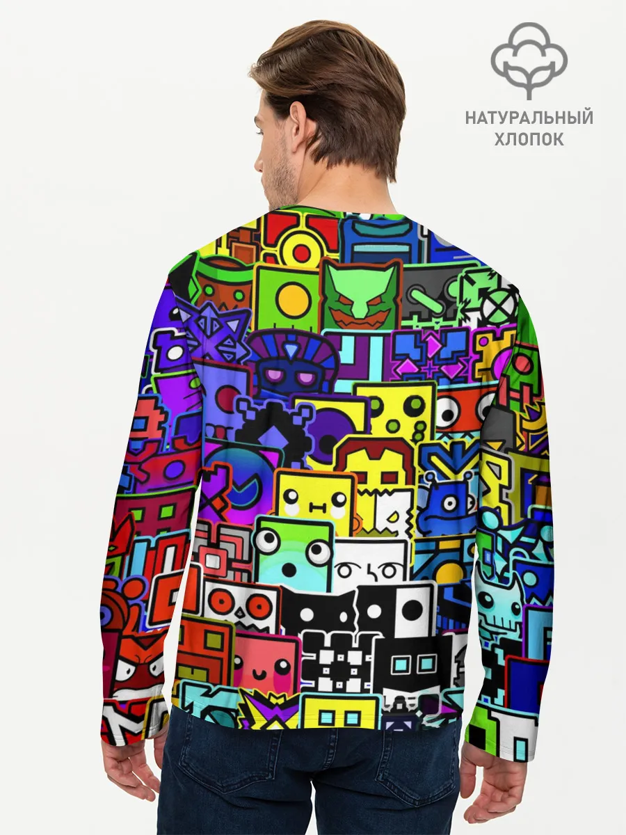 Мужской лонгслив базовый / GEOMETRY DASH ВСЕ СКИНЫ