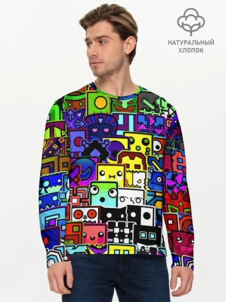 Мужской лонгслив базовый / GEOMETRY DASH ВСЕ СКИНЫ