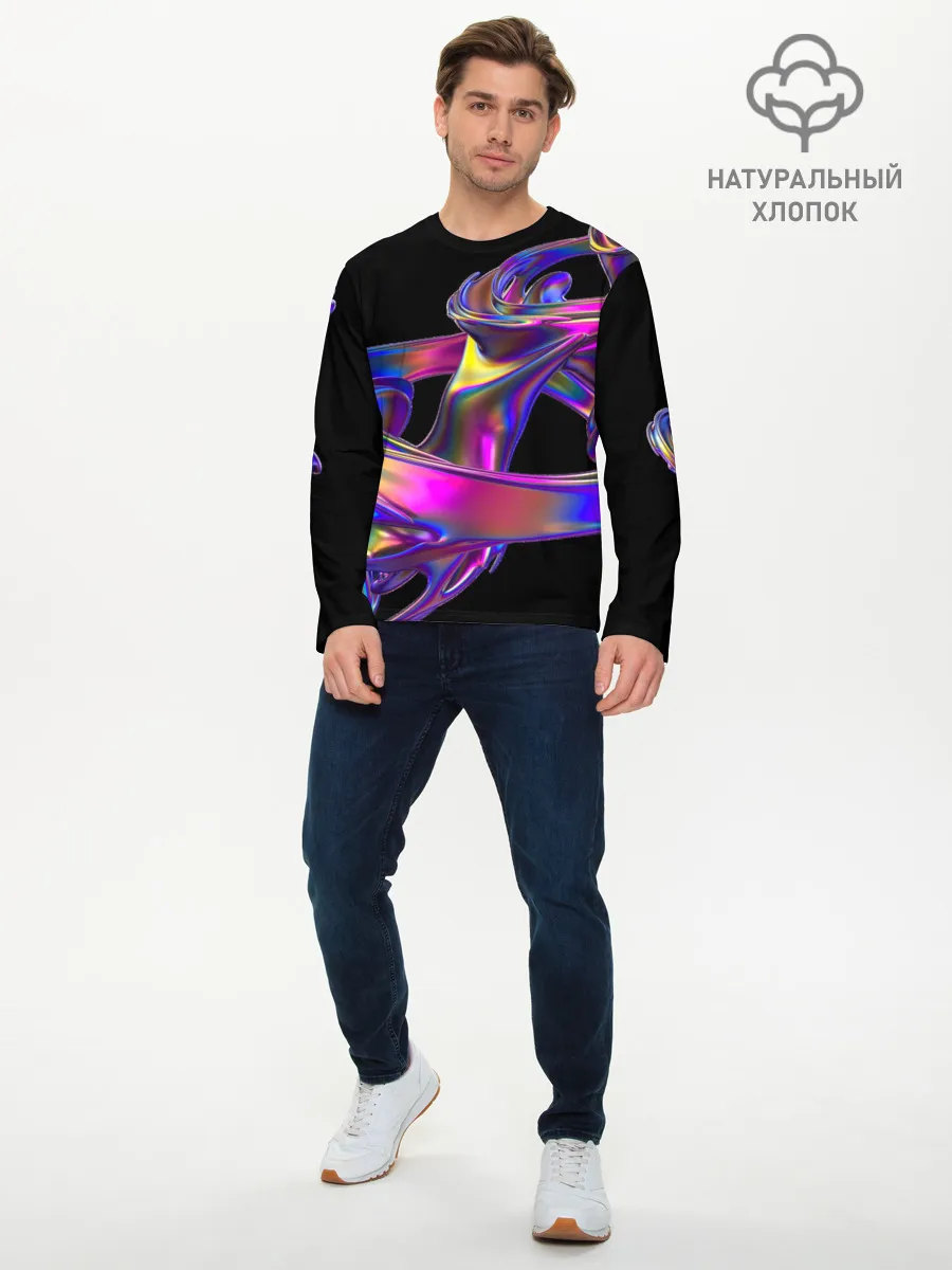 Мужской лонгслив базовый / Голографический ураган