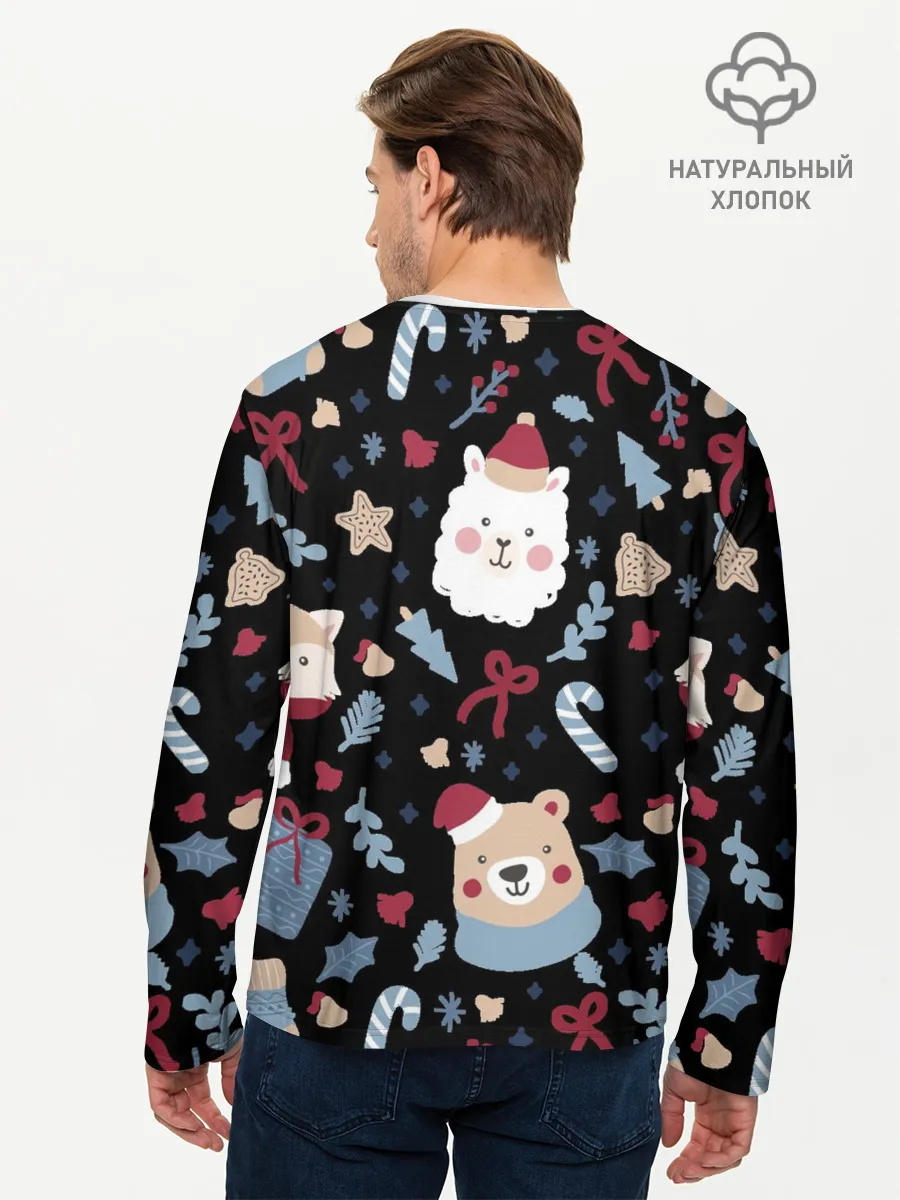 Мужской лонгслив базовый / Забавный Новый Год