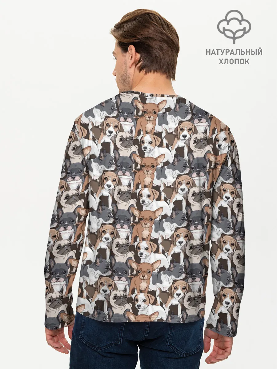 Мужской лонгслив базовый / Щенки Разных Пород