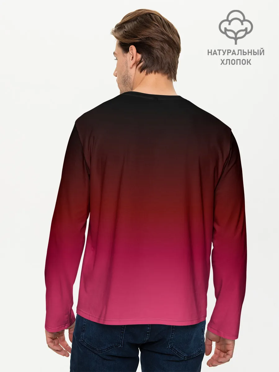 Мужской лонгслив базовый / Распорядитель игры на черно розовом фоне