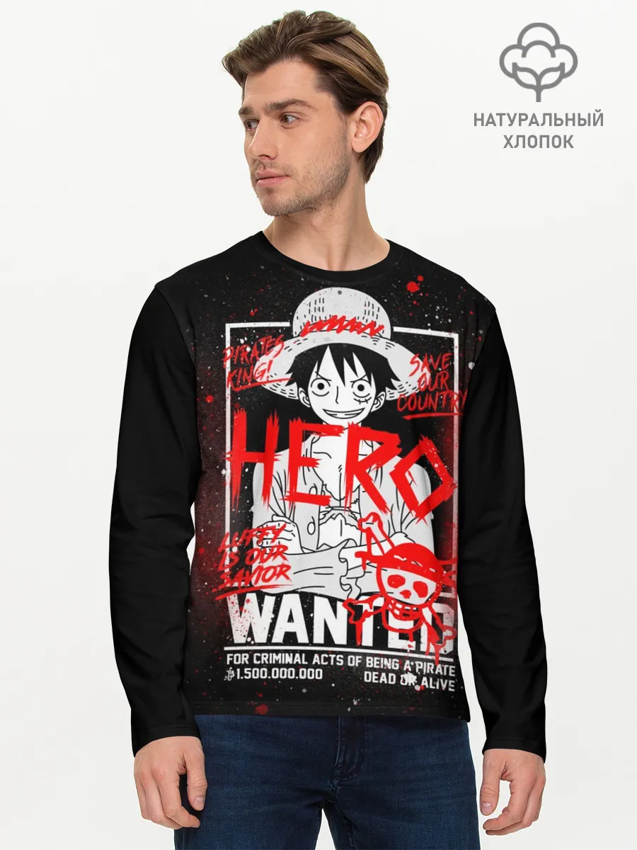 Мужской лонгслив базовый / One Piece: Разыскивается Манки Д Лаффи