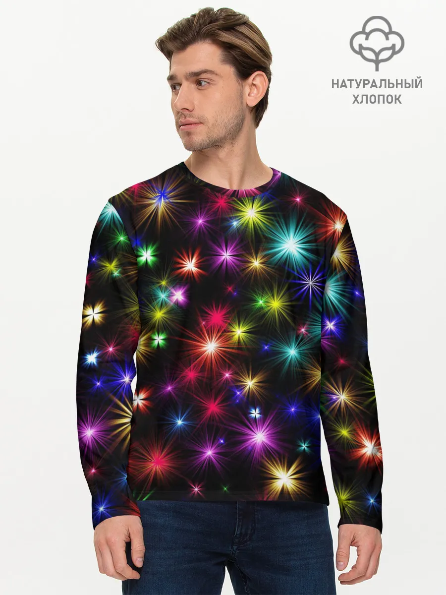 Мужской лонгслив базовый / ПРАЗДНИЧНЫЕ ОГОНЬКИ