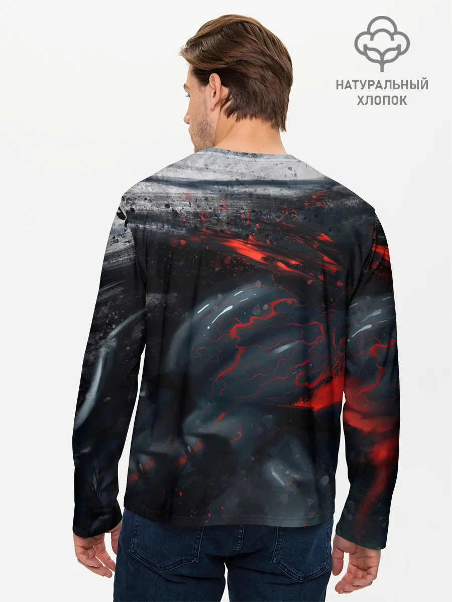 Мужской лонгслив базовый / ЧЁРНЫЙ СИМБИОТ / ГРАНЖ / BLACK MONSTER