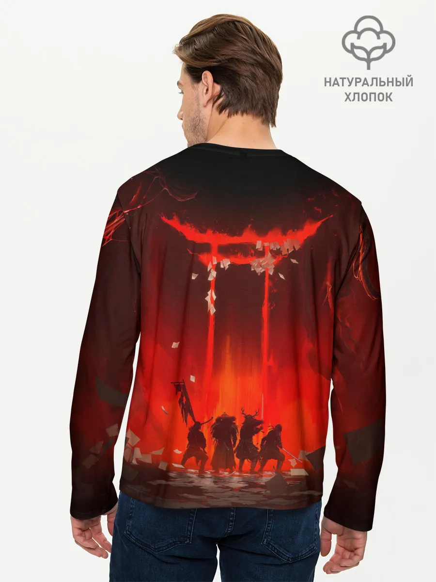 Мужской лонгслив базовый / GHOST OF TSUSHIMA САМУРИ В ОГНЕ