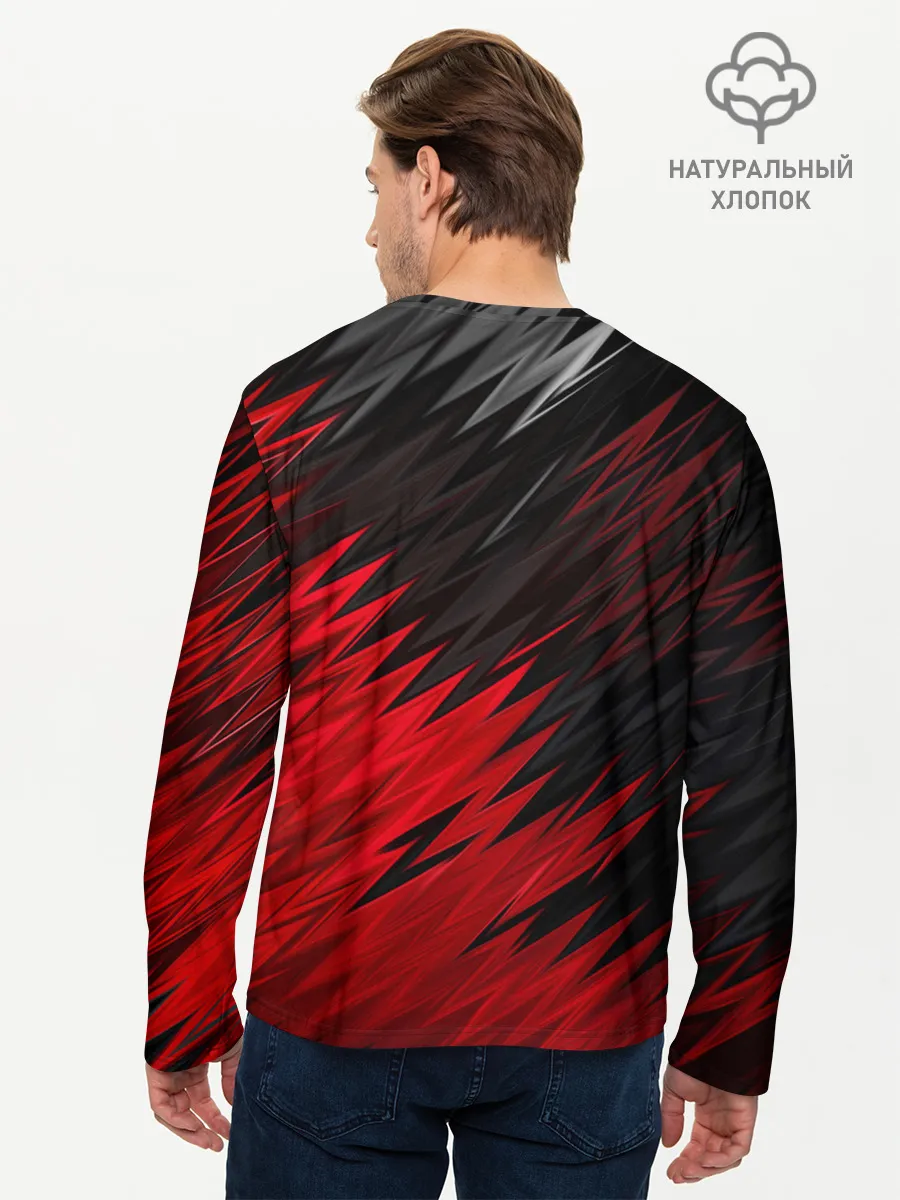 Мужской лонгслив базовый / ЧЁРНО КРАСНЫЕ КРАСКИ | RED BLACK STRIPES