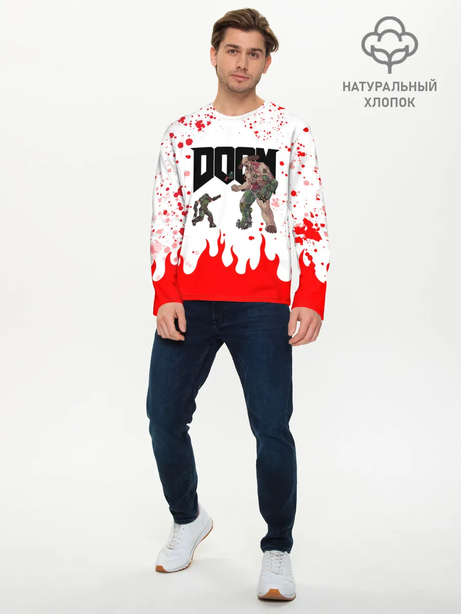Мужской лонгслив базовый / Doomguy vs Cyberdemon