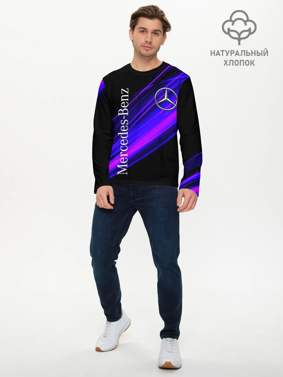 Мужской лонгслив базовый / MERCEDES-BENZ / МЕРСЕДЕС-БЕНЗ / ПУРПУРНЫЙ
