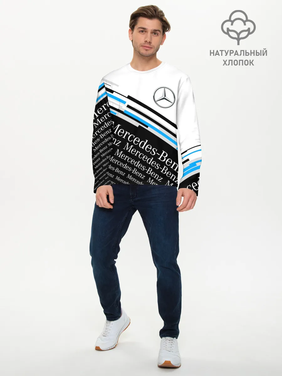 Мужской лонгслив базовый / MERCEDES-BENZ / МЕРСЕДЕС-БЕНЗ / BLUE