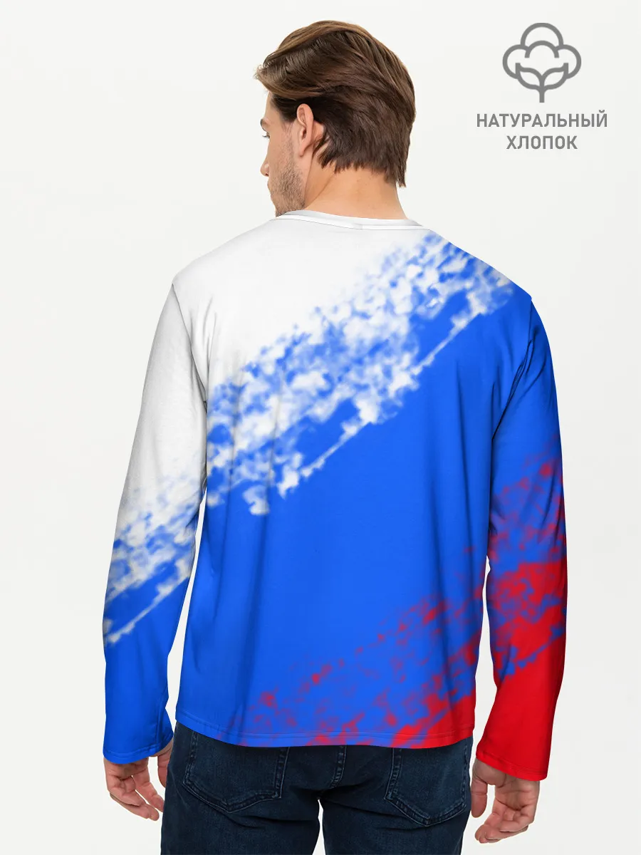 Мужской лонгслив базовый / Флаг РФ триколор