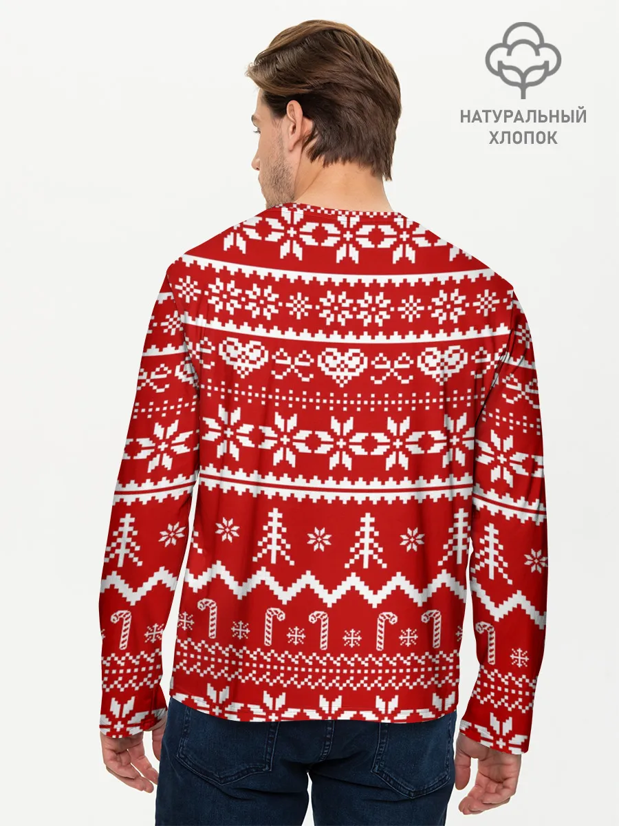 Мужской лонгслив базовый / Праздничный новогодний узор