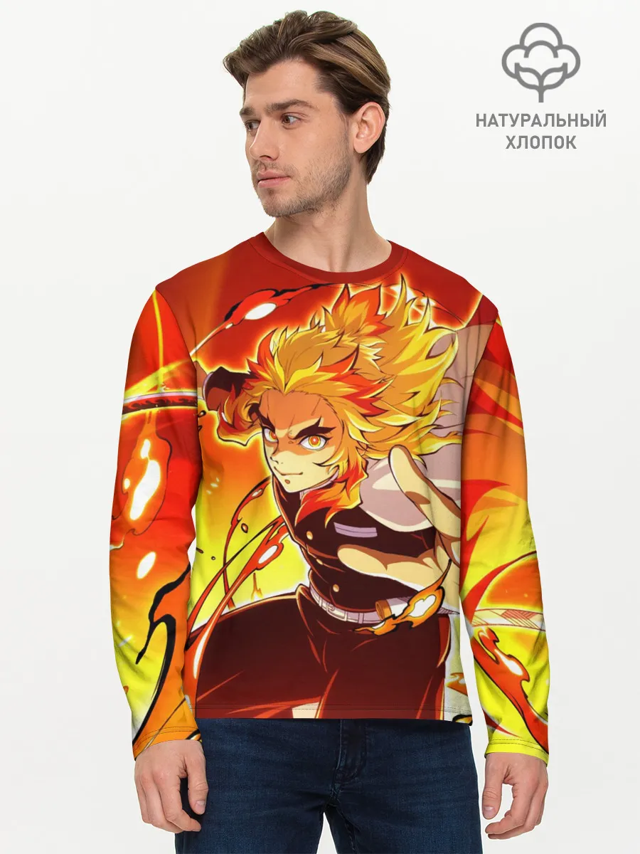 Мужской лонгслив базовый / Ренгоку Кёджуро, Клинок рассекающий демонов