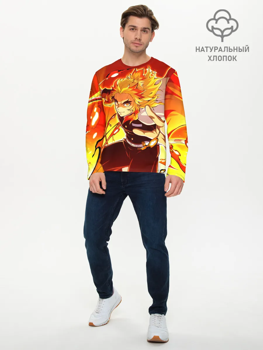 Мужской лонгслив базовый / Ренгоку Кёджуро, Клинок рассекающий демонов