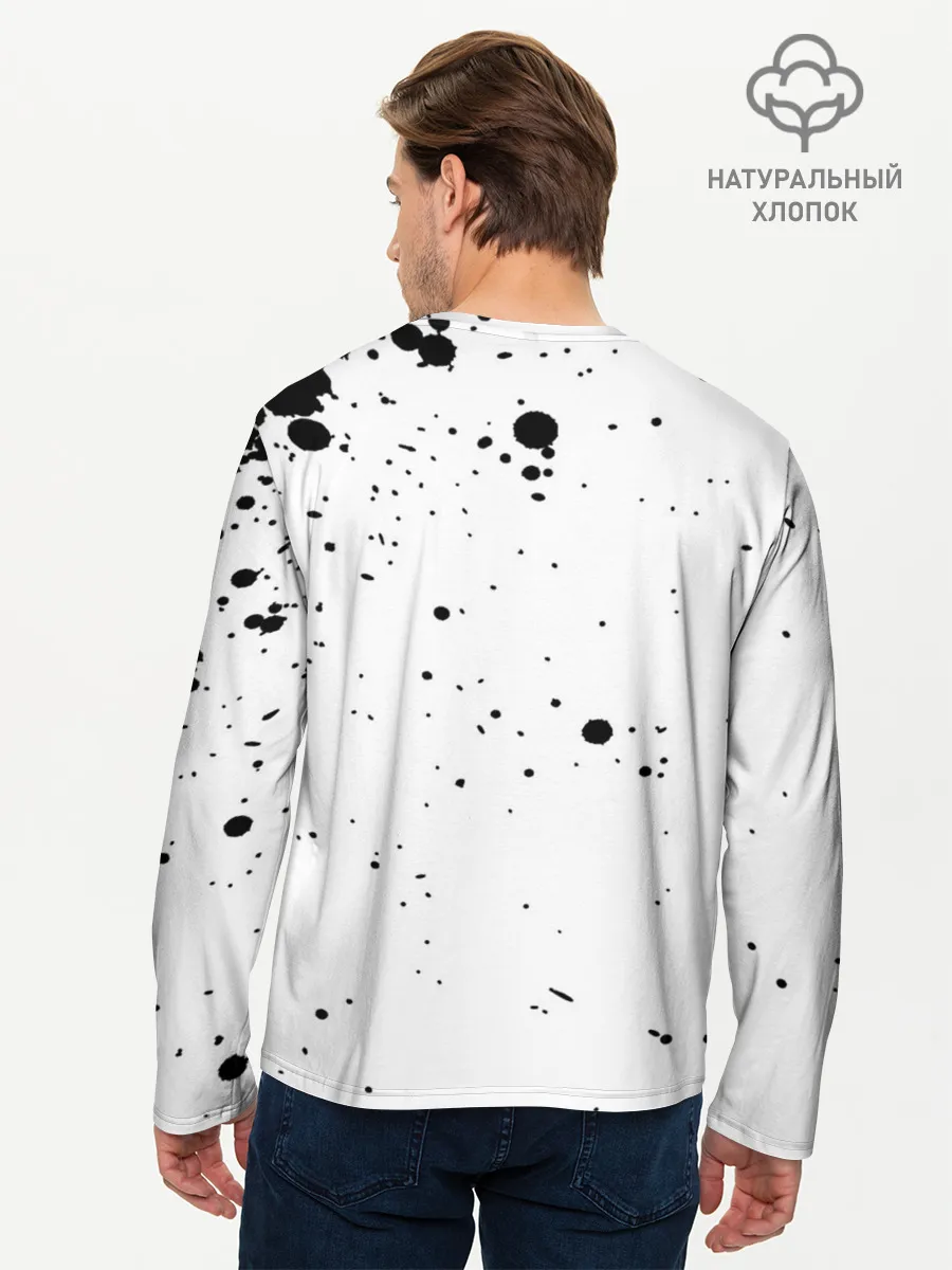 Мужской лонгслив базовый / One Punch-Man черные брызги Сайтама