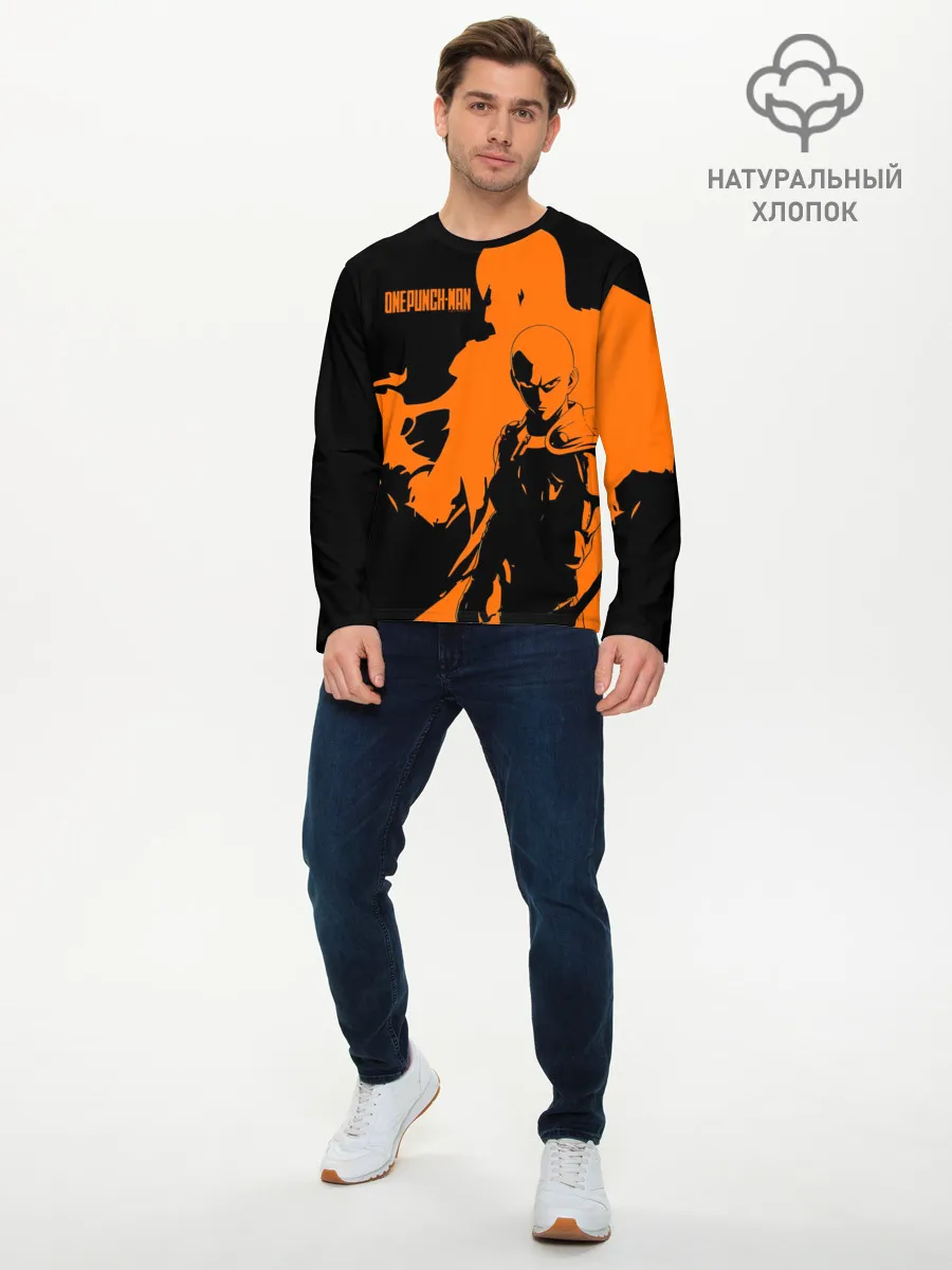 Мужской лонгслив базовый / Сайтама образ в силуэте One Punch-Man