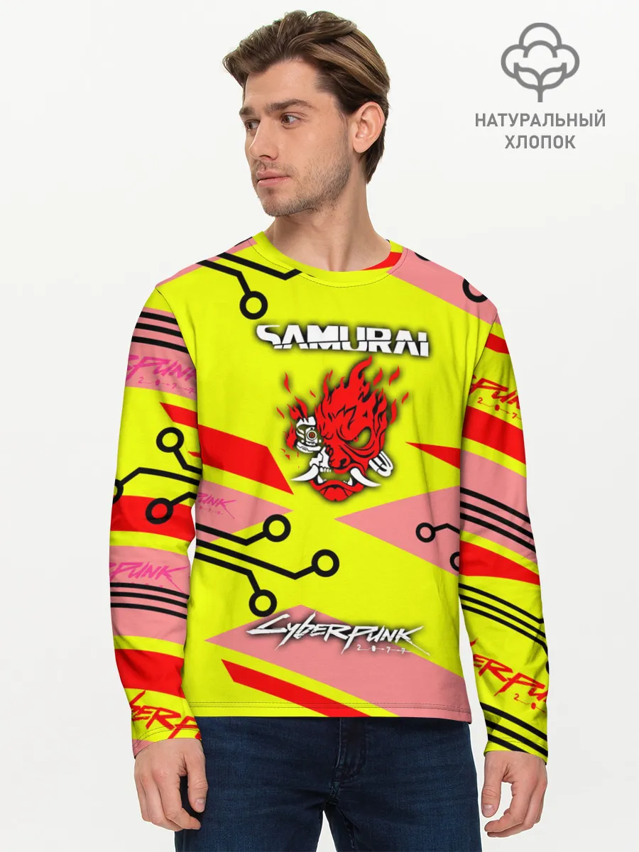 Мужской лонгслив базовый / Cyberpunk 2077 Киберматрица.