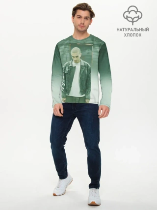 Мужской лонгслив базовый / Хаски в комнате