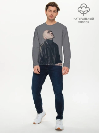 Мужской лонгслив базовый / Задумчивый Хаски