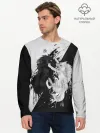 Мужской лонгслив базовый / ИНЬ ЯНЬ ВОЛКИ ЧЁРНО БЕЛЫЙ