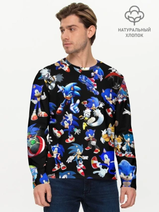 Мужской лонгслив базовый / SONIC PATTERN HERO | СОННИК