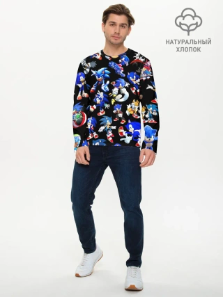 Мужской лонгслив базовый / SONIC PATTERN HERO | СОННИК