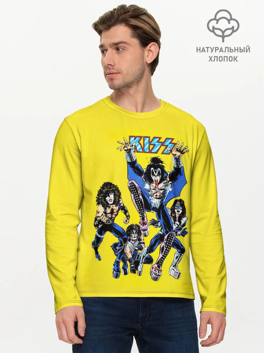 Мужской лонгслив базовый / Комикс Кисс