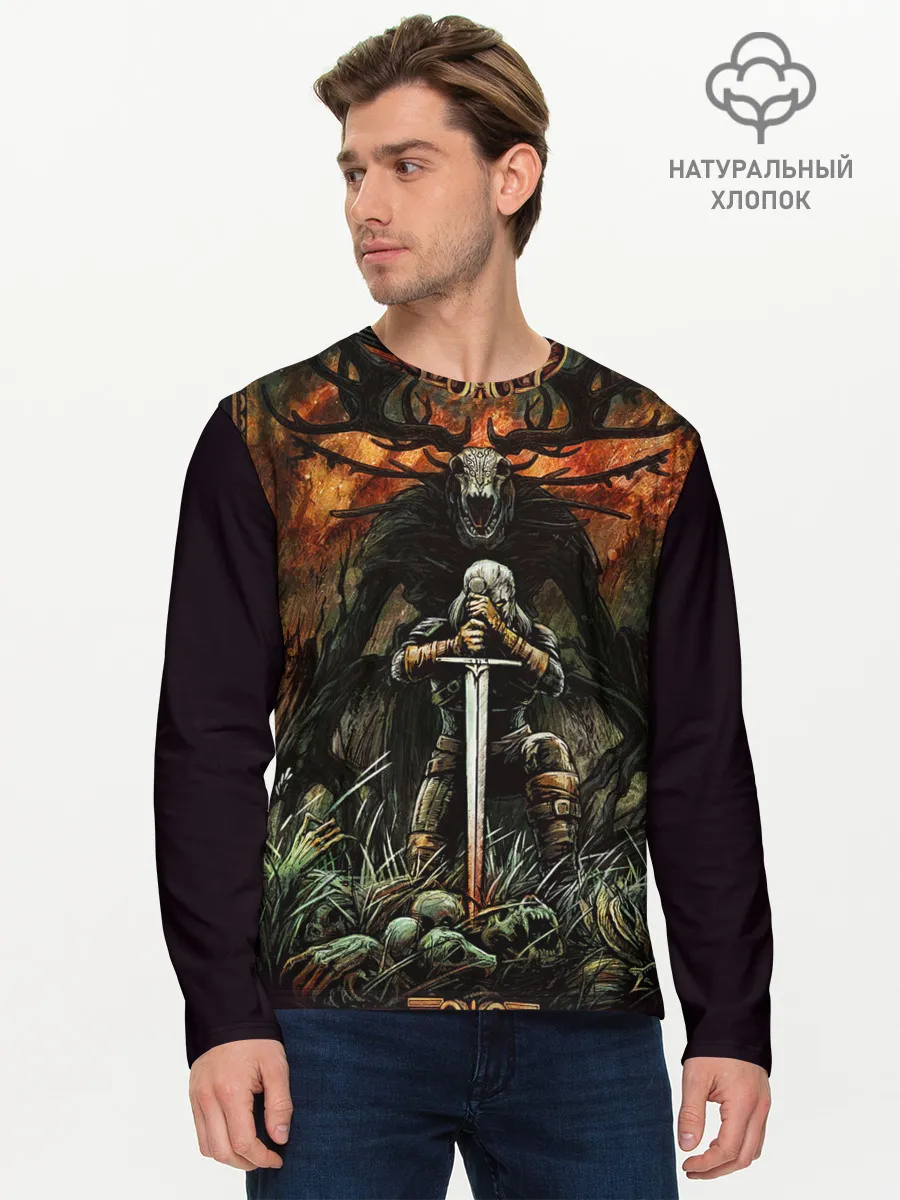 Мужской лонгслив базовый / ВЕДЬМАК И МОНСТР