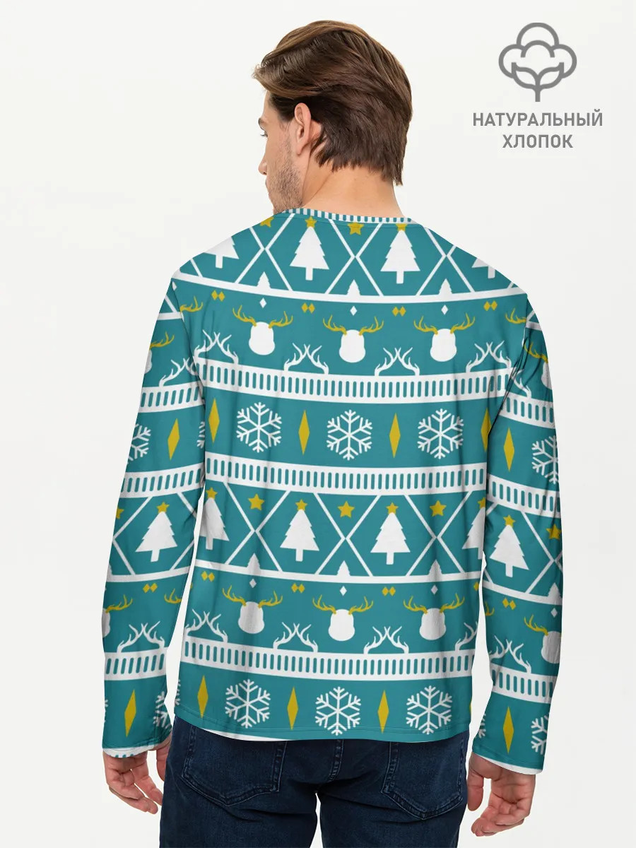 Мужской лонгслив базовый / Узор новогодний