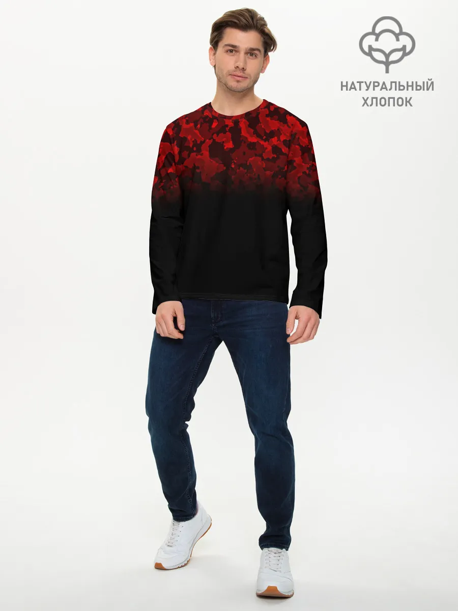 Мужской лонгслив базовый / BLACK RED CAMO | RED MILLITARY