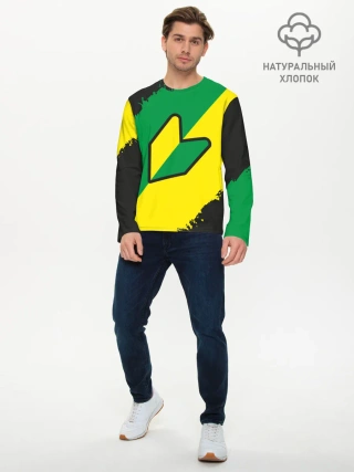 Мужской лонгслив базовый / JDM GREEN YELLOW LOGO