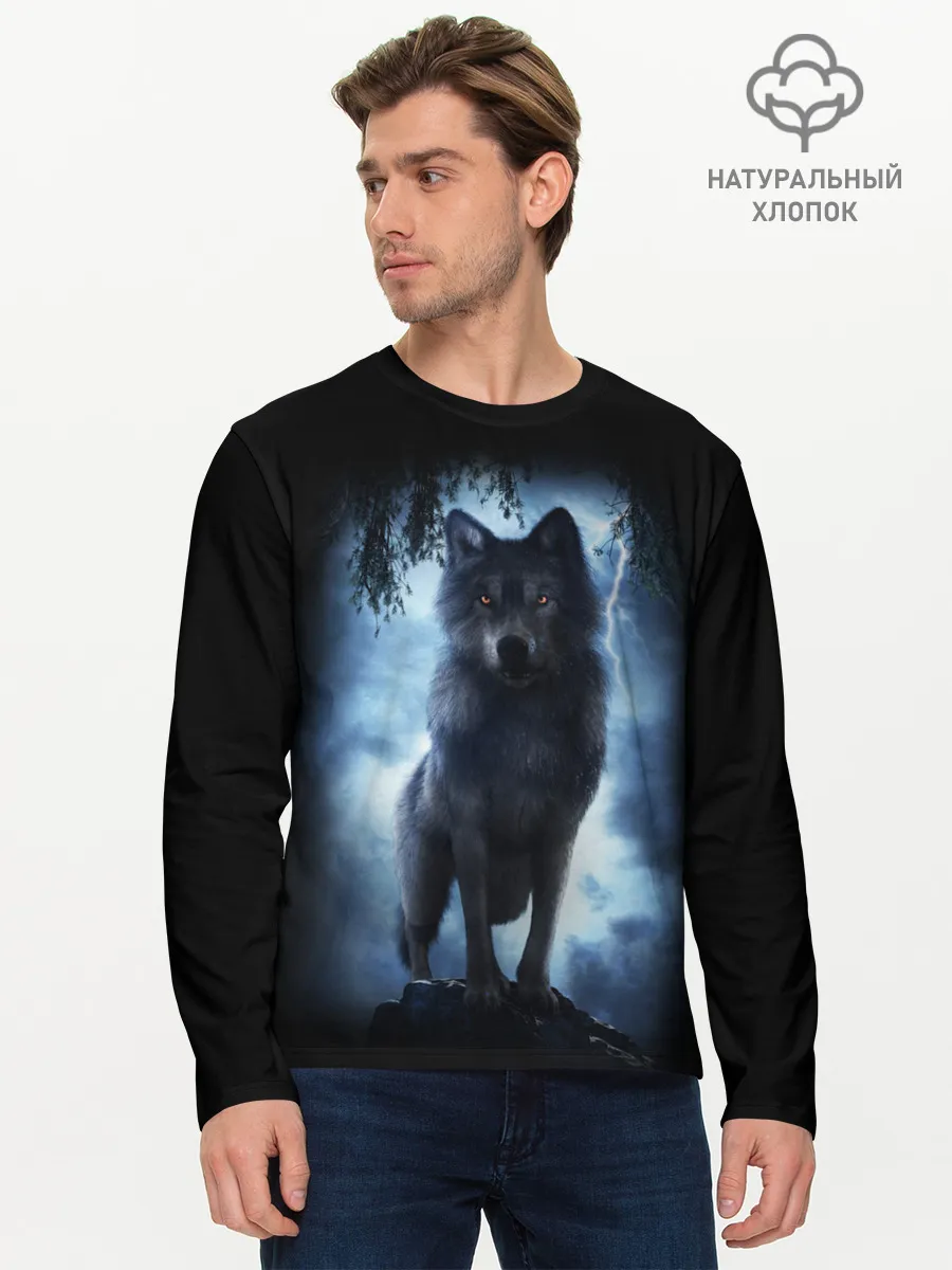 Мужской лонгслив базовый / ВОЛК БРОДЯГА