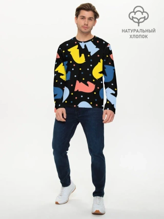 Мужской лонгслив базовый / Шахматные фигуры цветные