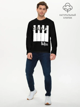 Мужской лонгслив базовый / THE BEATLES ЗНАМЕНИТАЯ КАРТИНКА