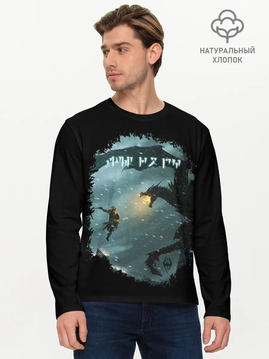 Мужской лонгслив базовый / TES SKYRIM FIGHT DRAGON