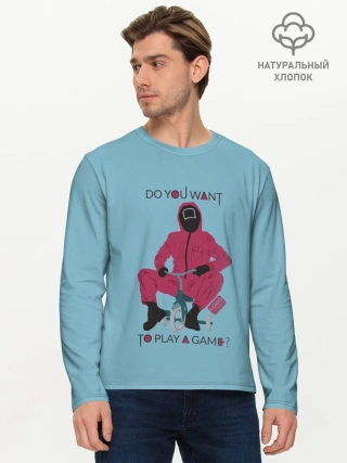 Мужской лонгслив базовый / ИГРА В КАЛЬМАРА DO YOU WANT TO PLAY A GAME?