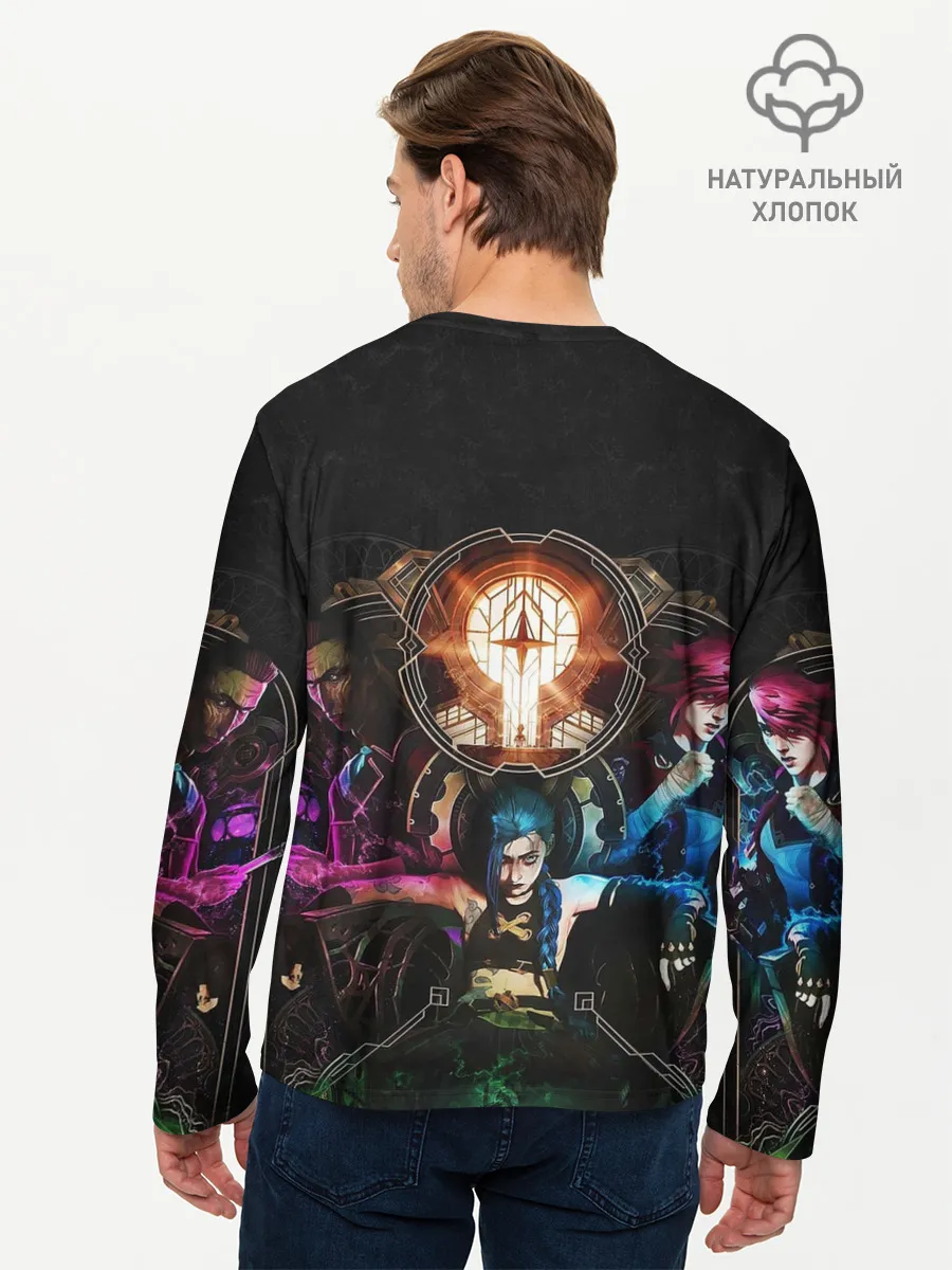 Мужской лонгслив базовый / Аркейн Джинкс,Ви и Силко