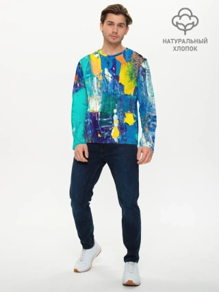 Мужской лонгслив базовый / Краской по ткани