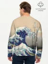 Мужской лонгслив базовый / Kanagawa Wave Glitch Art